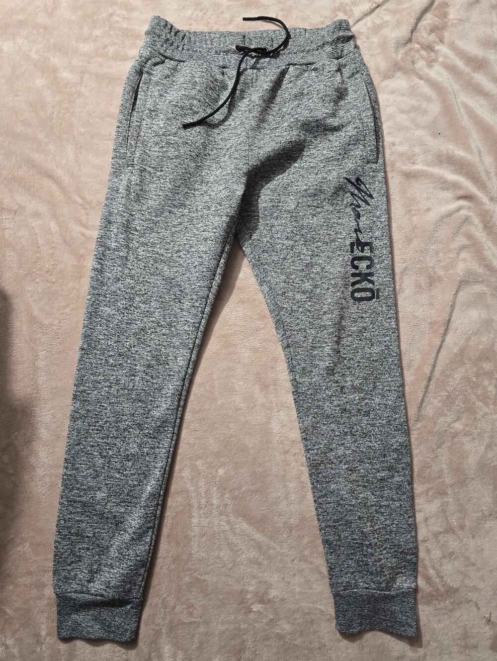 Marc Ecko Cut & Sew Fleece Joggers Men’s S Heathered Gray Drawstring Pockets